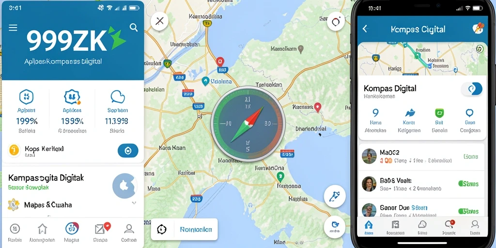 Antarmuka kompas digital yang jelas dan interaktif dari 999ZK.
